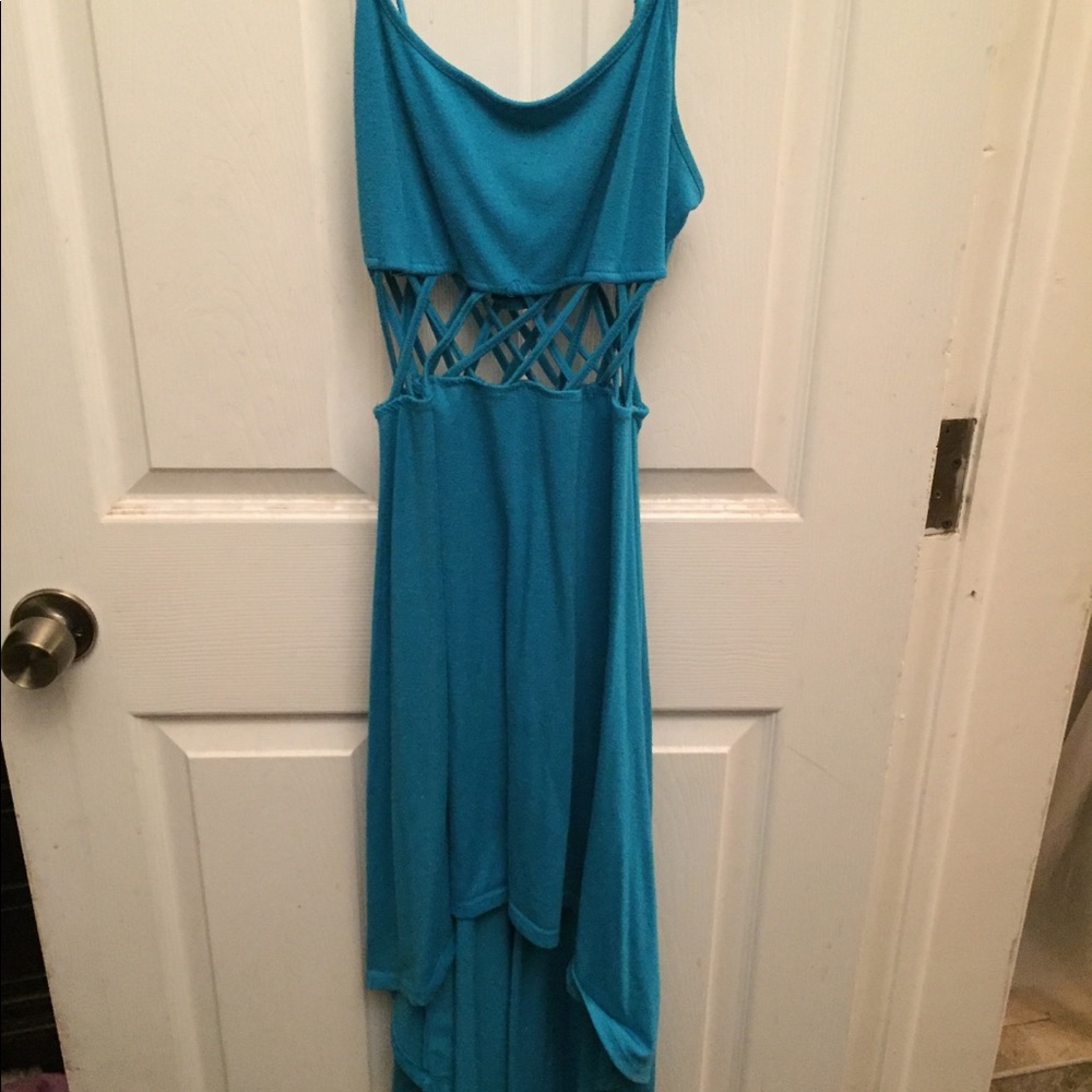 spaghetti strap cutout hi-lo dress